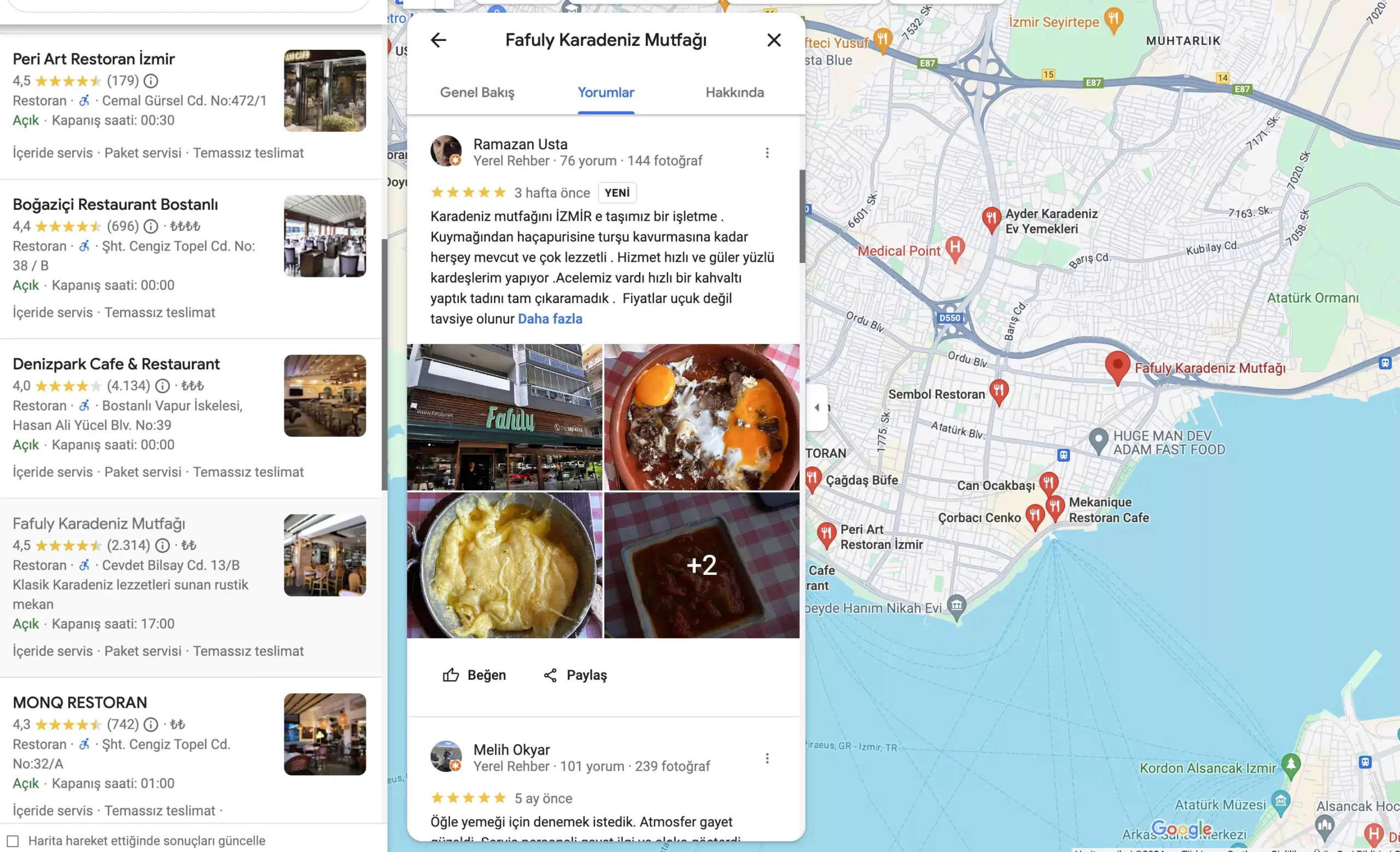 cafe restoran google yorum